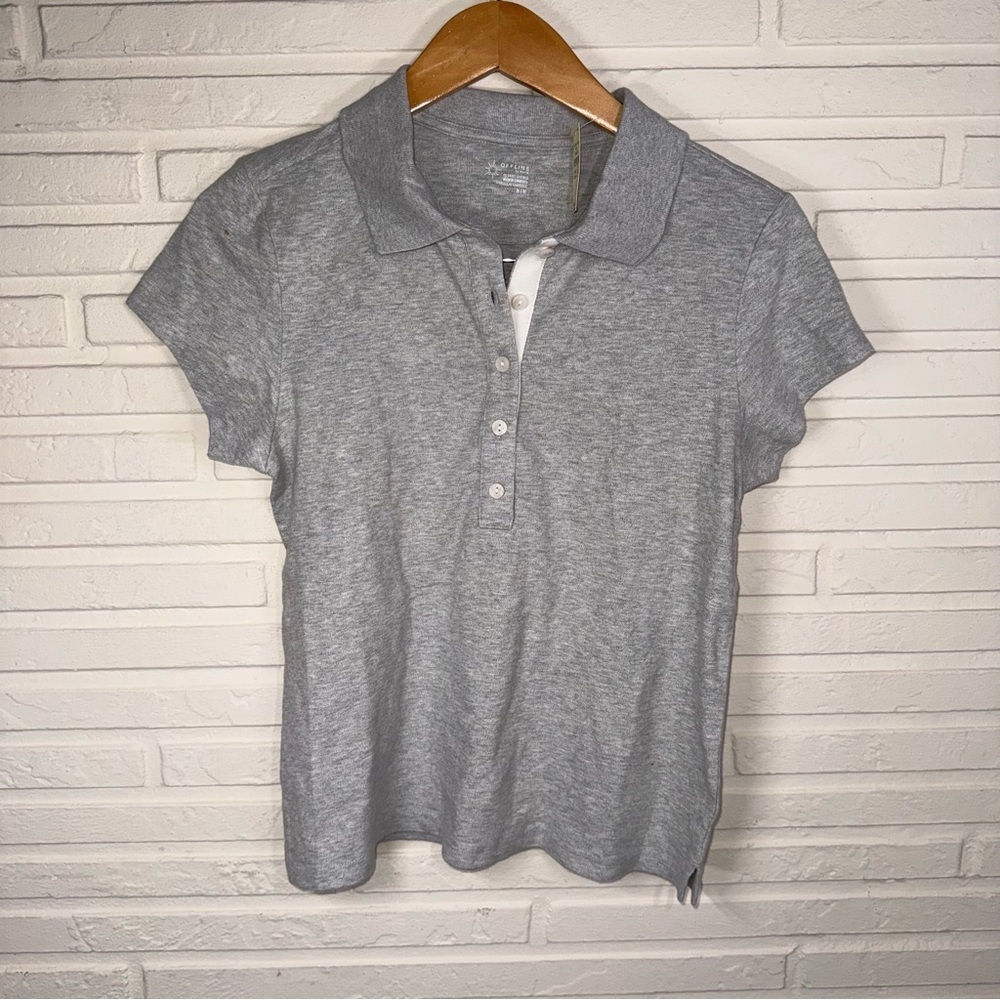 Offline by Aerie Grey Activewear Collared Polo, Women’s Size Medium